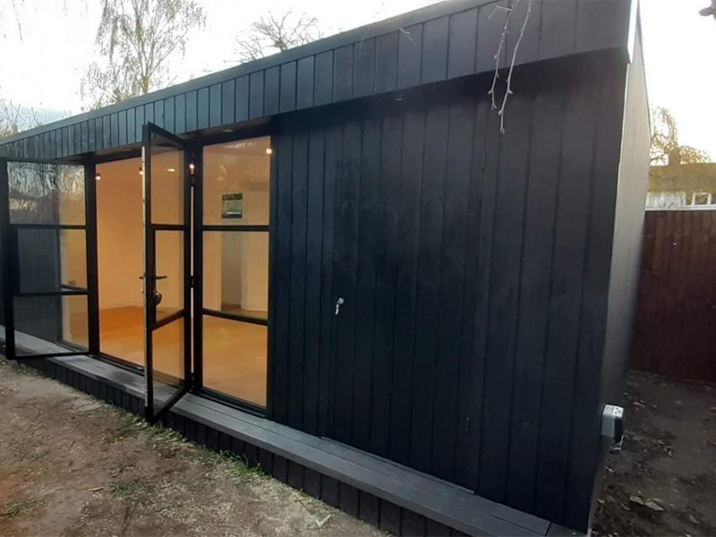 Garden Spaces design with black stained Thermowood cladding