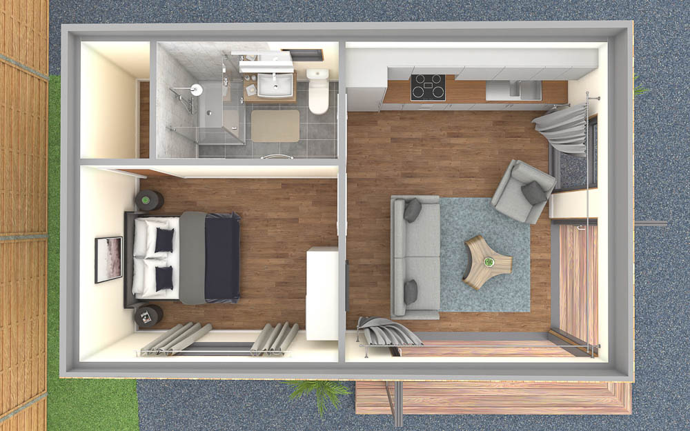 Example Bridge Garden Rooms living annexe floor plan