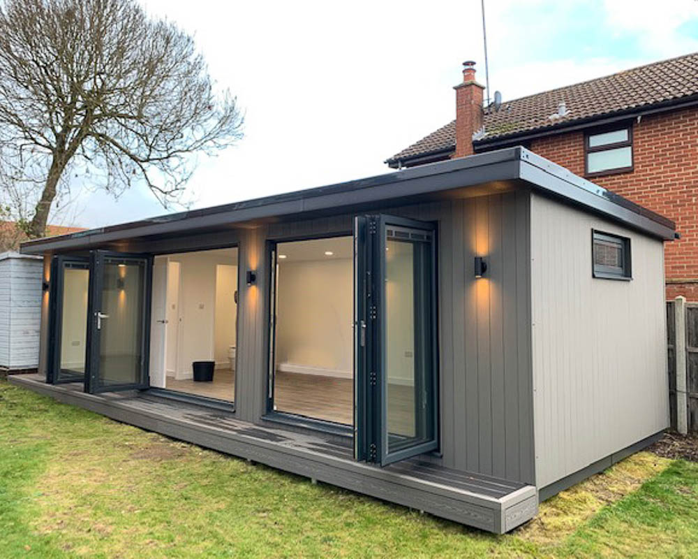 Example of one of the exterior finishes that AMC Garden Rooms offer